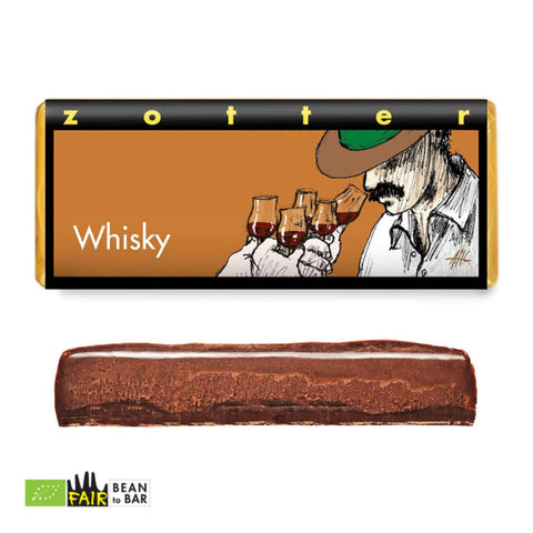 Zotter handgeschöpfte Schokolade mit Whiskycreme, alkoholhaltig, 70 g