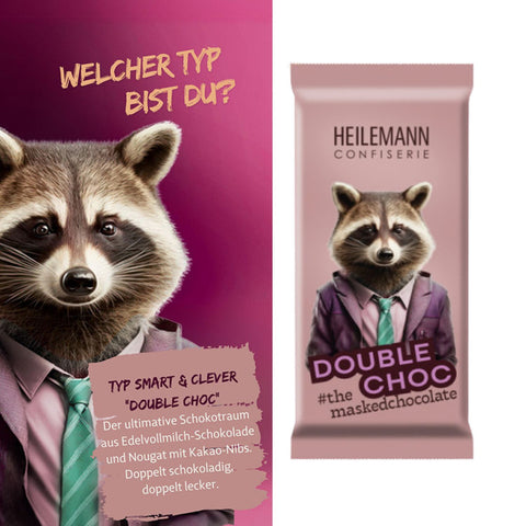 Heilemann Masked Chocolates leckere Double Choc Edelvollmilch-Schokolade, 37 g
