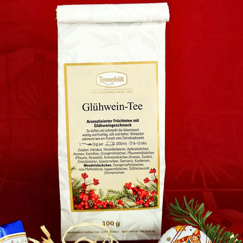 Geschenk-Idee Weihnachten: Bunter Teller mit duftenden Glühwein-Tee & edlen Winterpralinen