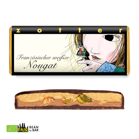 Zotter handgeschöpfte Schokolade Französischer weißer Nougat, 70 g
