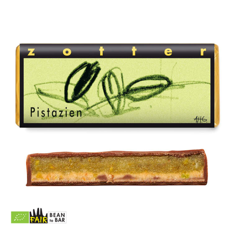 Zotter handgeschöpfte Schokolade Pistazien, 70 g alkoholhaltig