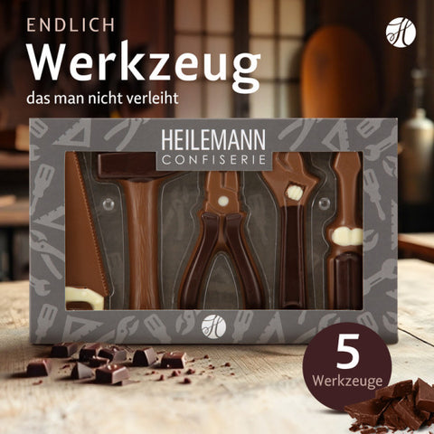 Heilemann Schokoladen Figuren Geschenkpackung Werkzeuge, 100 g